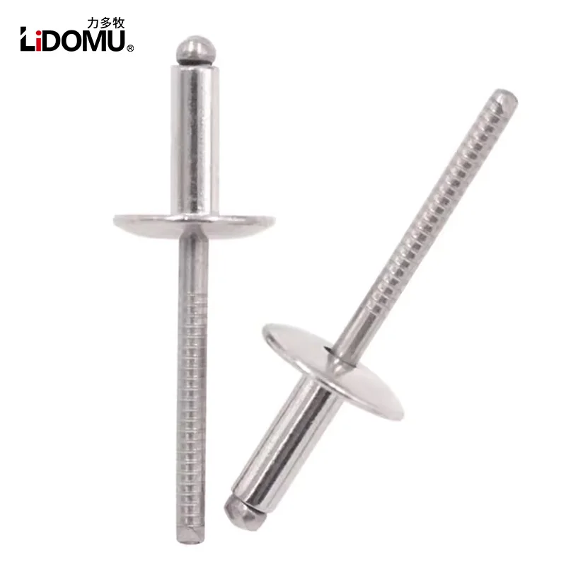 30/50 Stück komplette Edelstahl-Blindnieten mit großem Flansch und Kuppelkopf Image