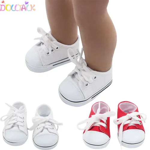 Puppe Sprechen Baby Puppe Mode Leinwand Turnschuhe Schuhe Für 18 zoll Mädchen & Mädchen Puppen