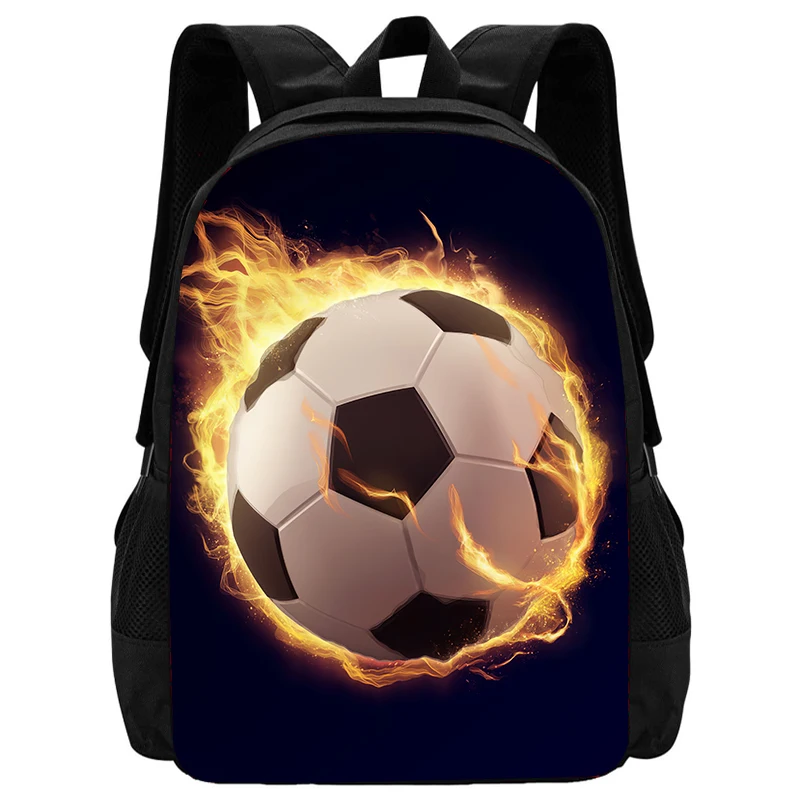 Sac à Dos d'École avec Impression 3D de Football pour Garçon, en Nylon, Grande Capacité, Durable et Souple, avec Logo