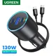 UGREEN 130W USB C Fast Car Charger with PD Cable for For Xiaomi iPhone 15 Samsung Galaxy S24 Laptops