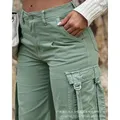 Wepbel Pocket tuta a gamba dritta pantaloni 2023 tuta moda pantaloni donna pantaloni Cargo tinta