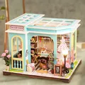 NEW Modern DIY Wooden Tailor Shop Dollhouses Miniature Kits With Furniture LED Lights Home Desk