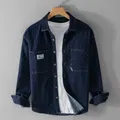 Camicia di Jeans lavata abbigliamento Casual da uomo Jeans Cargo distrsati retrò top nuove tasche a