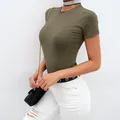 Casual Basic Nero Bianco Tuta da donna Estate Manica corta Donna Body Top in cotone Aderente Tuta