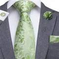 Hi-del Legame Degli Uomini di Seta Cravatta Erba Verde Ties Cravatta Fiore All'occhiello Fazzoletto