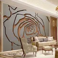 Custom Any Mural Wallpaper 3D Stereo Metal Iron Art Abstract Flowers Fresco Chinese Style Living