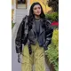 ZVRI 2024 Women Vintage Loose Pu Faux Leather Short Jacket with Belt Streetwear Female Zipper Retro