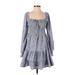 She + Sky Casual Dress - A-Line: Blue Dresses - Women's Size Small