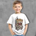 Kids Boys T shirt Tee Graphic Animal Tiger Short Sleeve Crewneck Children Top Outdoor 3D Print Sports Fashion Cool Summer White 3-12 Years