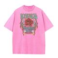 Damen T Shirt 100% Baumwolle Rose Täglich Sport Ausgehen Schwarz Kurzarm Vintage Western Rockig Rundhalsausschnitt Rock and Roll Frühling, Herbst, Winter, Sommer