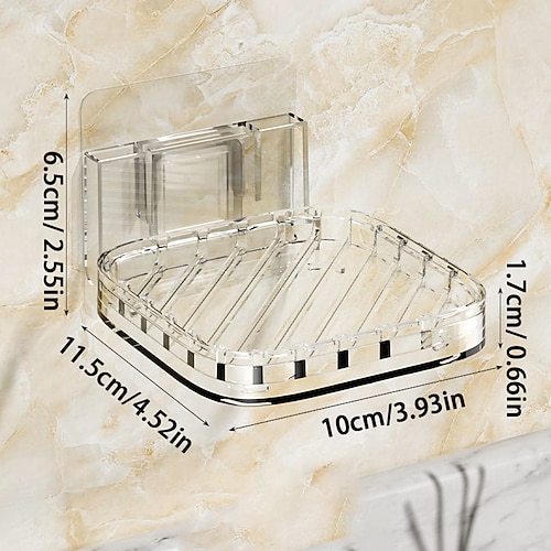 selbstklebende Seifenschale zur Wandmontage: kreative große Seifenbox mit Abfluss für das Badezimmer, kein Bohren erforderlich Image