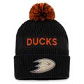 Anaheim Ducks 2022 NHL Draft Authentic Pro Strickmütze mit Bündchen und Bommel, Schwarz/Orange mit Fanatics-Logo für Herren