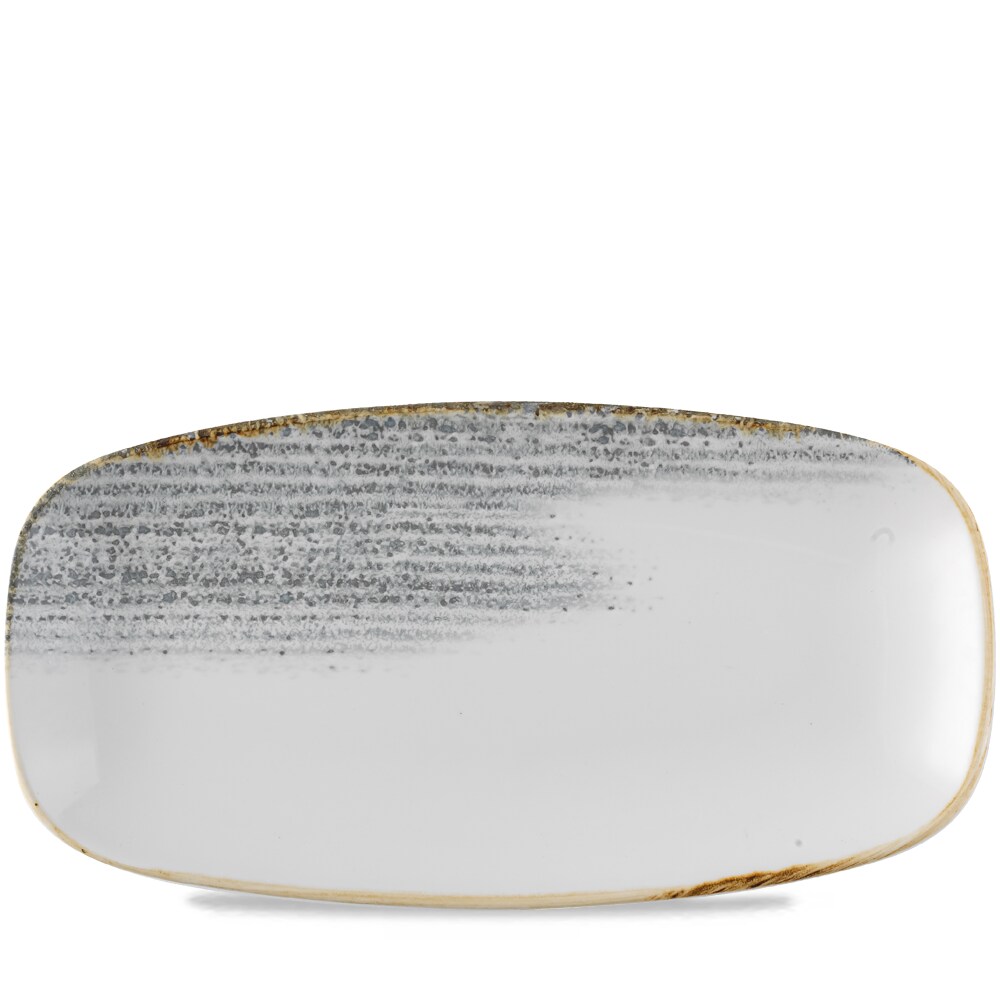 Churchill Super Vitrified Studio Prints Homespun Accents Rechteckige Platte, 35,5x18,9 cm, 6 Stück, in Jasper Grau, langgezogen Image