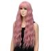 Abkekeiui Quality Women Girl Natural Curly Long Synthetic Wig Pink Party Hair wig