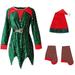 ASFGIMUJ 3Pcs Kids Boys Girls Christmas Set Belt Santa S Helper Sequin Dress Xmas Outfit With Hat Stockings For Christmas Xmas Party Green 2 Years-3 Years