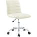 Modern Vinyl/Nylon Mid-Back Armless Swivel Office Chair in White