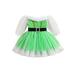 goowrom Christmas Dress for Girls A-Line Dress with Off Shoulder and Mesh Long Sleeves