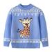 Quealent Boys Sweater Male Big Kid Toddler Hoodie Sweatshirt Toddler Boys Girls Winter Long Sleeve Christmas Cartoon Deer Knit Sweater (Blue 2-3 Years)