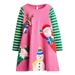 Toddler Girl Dress Long Sleeve Winter Christmas Clothes Cotton Casual Playwear Outfit Dresses Girl Dress WIth Printed And Solid Color Round Neck Casual Tunic Shirt Clothes