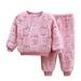 ZMHEGW Toddler Outfits Children S Baby And Pajamas Boys Jacquard Homewear Girls Fuzzy Warm Two Piece Clothes Sets