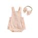 Canis Cute Baby Girl 2Pcs Summer Outfits Matching Romper and Headband Set