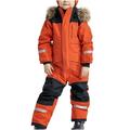 Snowsuit Children s Boys Ski Suit Thermal Ski Overall Winter Warm Snow Overall Windproof Winter Suit With Removable Hood Mud Suit Outdoor Softshell Suit Orange 130(8 Years-9 Years)