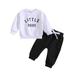 TAIAOJING Toddler Little Girls Boys Christmas Outfit Kids Letters Prints Long Sleeves Tops Sweatershirt Pants 2Pcs Set Outfits 12-18 Months