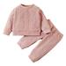 TAIAOJING Boys Girls 2 Piece Outfits Spring Autumn Winter Solid Color Long Sleeve Top Vest Tee Solid Color Pants Trousers Two Sets Outfit 12-18 Months