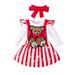 Gueuusu Baby Girls Spring Outfits Long Sleeve Romper + Suspender Skirt + Bow Headband Set 0-18Months