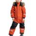 Snowsuit Children s Boys Ski Suit Thermal Ski Overall Winter Warm Snow Overall Windproof Winter Suit With Removable Hood Mud Suit Outdoor Softshell Suit Orange 90(18 Months-24 Months)