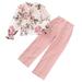 TAIAOJING Girls Clothing Sets Toddler 2 Pcs Long Sleeve Floral Tops And Pants Set Kids Joggers Outfits 8-9 Years