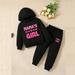 Uuszgmr Kids Outfit Sets For Girl Toddler Children Baby Boy Girl Clothes Unisex Solid Sweatsuit Long Sleeve Warm Hooded Pullover Tops Pants Set Outfits Comfortable Wear