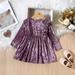 Baby Deals! Toddler Girl Clothes Clearance Christmas Deals 2023!9 Months-4 Years Toddler Girl Velvet Dress Fashion Cute Solid Long Sleeves Square Neck Princess Dresses for Girls Birthday Party Dress