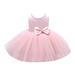 NIUREDLTD Flower Girl Dress Long Princess Wedding Round Collar Pearl Set Sleeveless Front And Back Bow A Line Dress Wedding Party Princess Dress Pageant Gown For Toddler Grils Pink Size 80