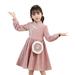 Kids Children Girls Long Sleeve New Year Red Princess Dress Thicken Warm With Bag Pink 140(8 Years-9 Years)