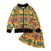 BOLUOYI Girls Christmas Dress Baby Girls Fall Winter African Style Coats 2Pcs Outfits Set Zipper Jacket and Skirt
