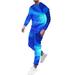 Amtdh Men s Graphic Sweatsuits Clearance Digital 3D Print Long Sleeve Athletic T-shirt Running Sweatpant Set 2 Piece Tracksuit for Men Casual Soft Lightweight Outfit Set Blue XXXXL