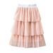 NIUREDLTD Toddler Baby Girls Fall Summer Tiered Skirt Solid Color Midi Dress High Waist Pleated Skater Skirts Pink 140