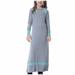 HBYJLZYG Maxi Dress For Girls Baby Long Sleeve Colorblock Round Neck Lace Up Dress Muslim Children Clothing 8-17 Years