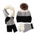 Kids Boys Girls Striped Beanie Hat Knit Ski Cap With PomPom And Long Scarf Snow Gloves Set Winter Hat Mittens Neck Warmer Sets