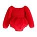 Odeerbi Baby Infant Boys Girls Clothes Christmas Jumpsuit Baby Romper My First Christmas Romper Dress Velvet Smocked Fall Winter Dress Birthday Dress Red 3-6 Months