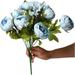 Nvzi European Style Simulated Peony Bouquet 13 Springs Flowers Artificial Silk Peony Bouquets Wedding Home Decoration Anniversary Flower Bouquets Sky Blue