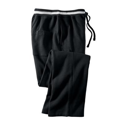 Men's Big & Tall KingSize Coaches Collection Fleece Open Bottom Pants by KingSize in Black Stripe (Size 8XL)