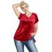 Plus Size Women's Crushed Velour Tee by ellos in Classic Red (Size 14/16)