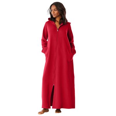 Plus Size Women's Long Hooded Fleece Sweatshirt Robe by Dreams & Co. in Classic Red (Size 5X)