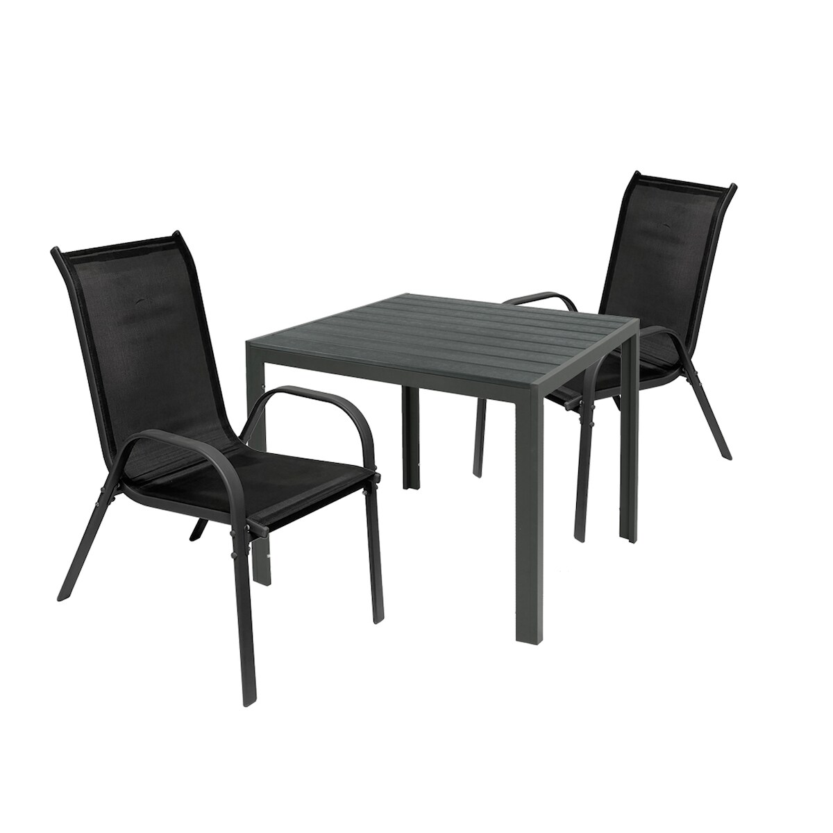 Mojawo Gartengarnitur Sitzgarnitur 3-teilig 90x90cm Non-Wood Anthrazit / Grau / Schwarz Image