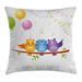 Ambesonne Party Owls Sitting on a Branch Square Pillow Cover Polyester | 16 H x 16 W x 2 D in | Wayfair min_34474_16X16