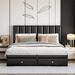 Latitude Run® Haoyang Vegan Leather Platform Bed Upholstered/Faux leather in Black | 37.8 H x 66.5 W x 81.9 D in | Wayfair