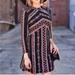 Free People Dresses | Free People M Dress Stella Knit Mini Mock Neck Long Sleeve Black Printed Boho | Color: Black/Purple | Size: M