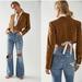 Free People Jackets & Coats | Free People Womens Coco Cropped Blazer Size M Brown Linen Blend One Button Lined | Color: Brown | Size: M
